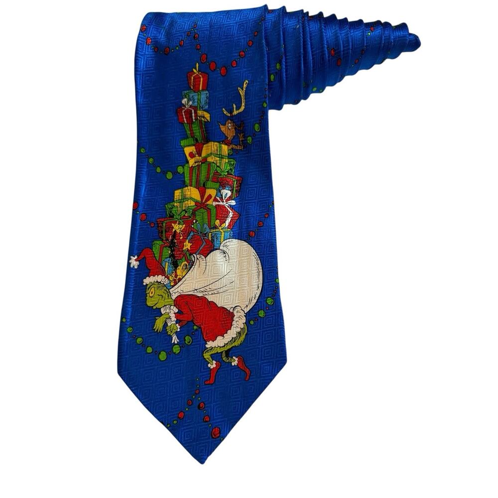 Dr Seuss How The Grinch Stole Christmas Sack Of Presents Cartoon Necktie Silk